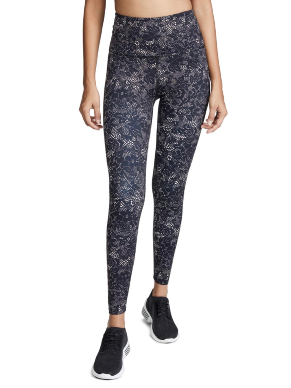 Beyond Yoga Olympus High Waisted Midi Leggings Phantom Lace Black Beige S
